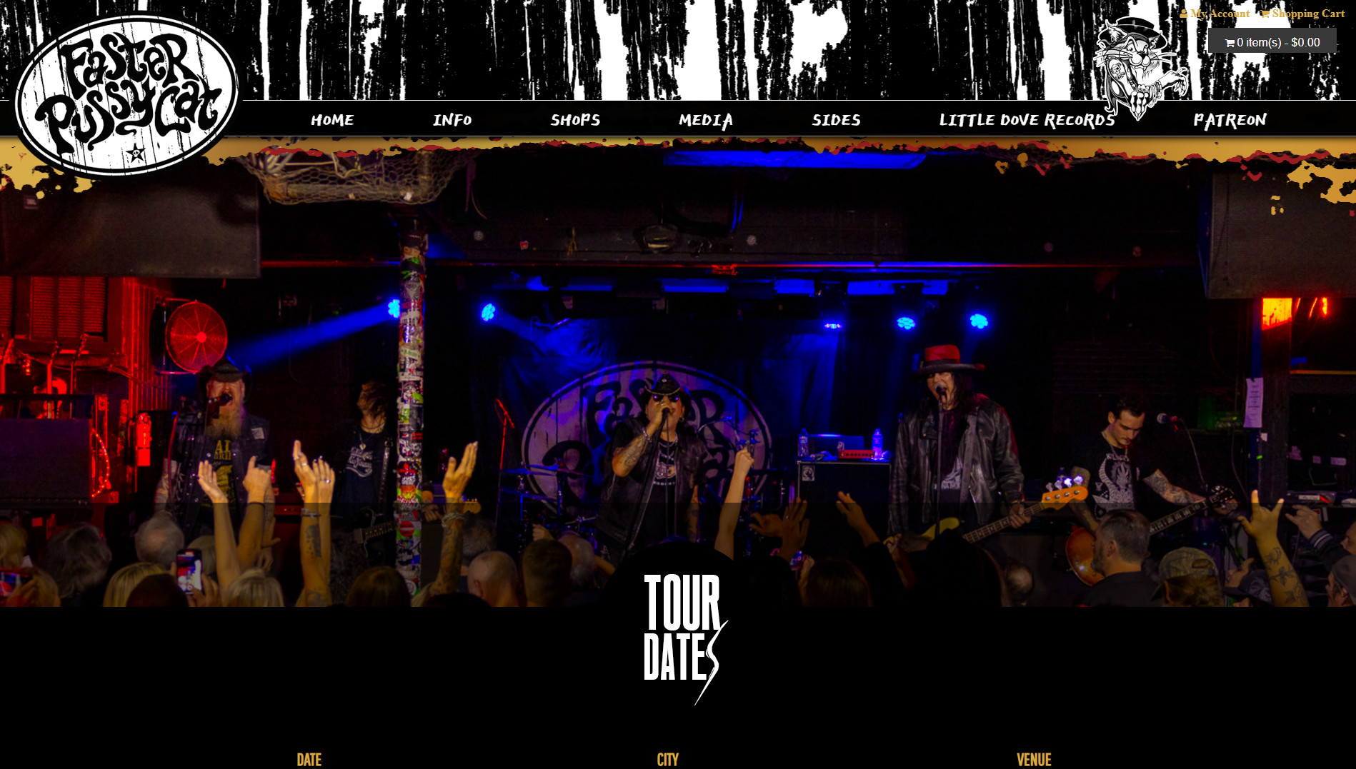 Faster Pussycat Website - Tour Dates Page