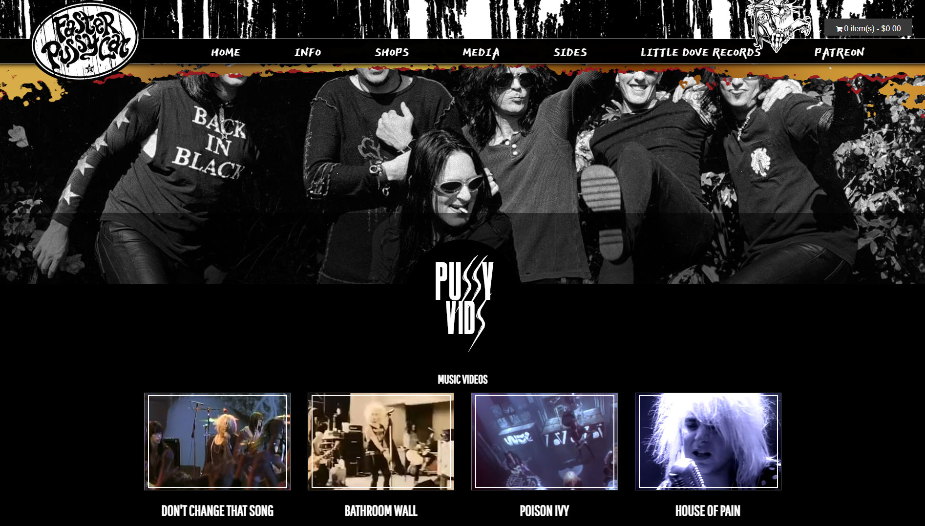 Faster Pussycat Website - Videos Page