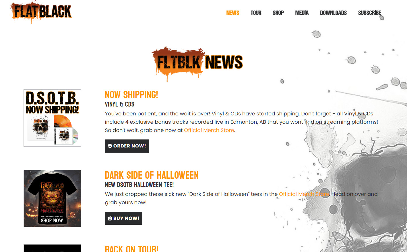 FLAT BLACK WEBSITE - NEWS PAGE