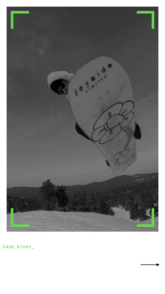 Website and promotional graphics for Joyride Snowboards