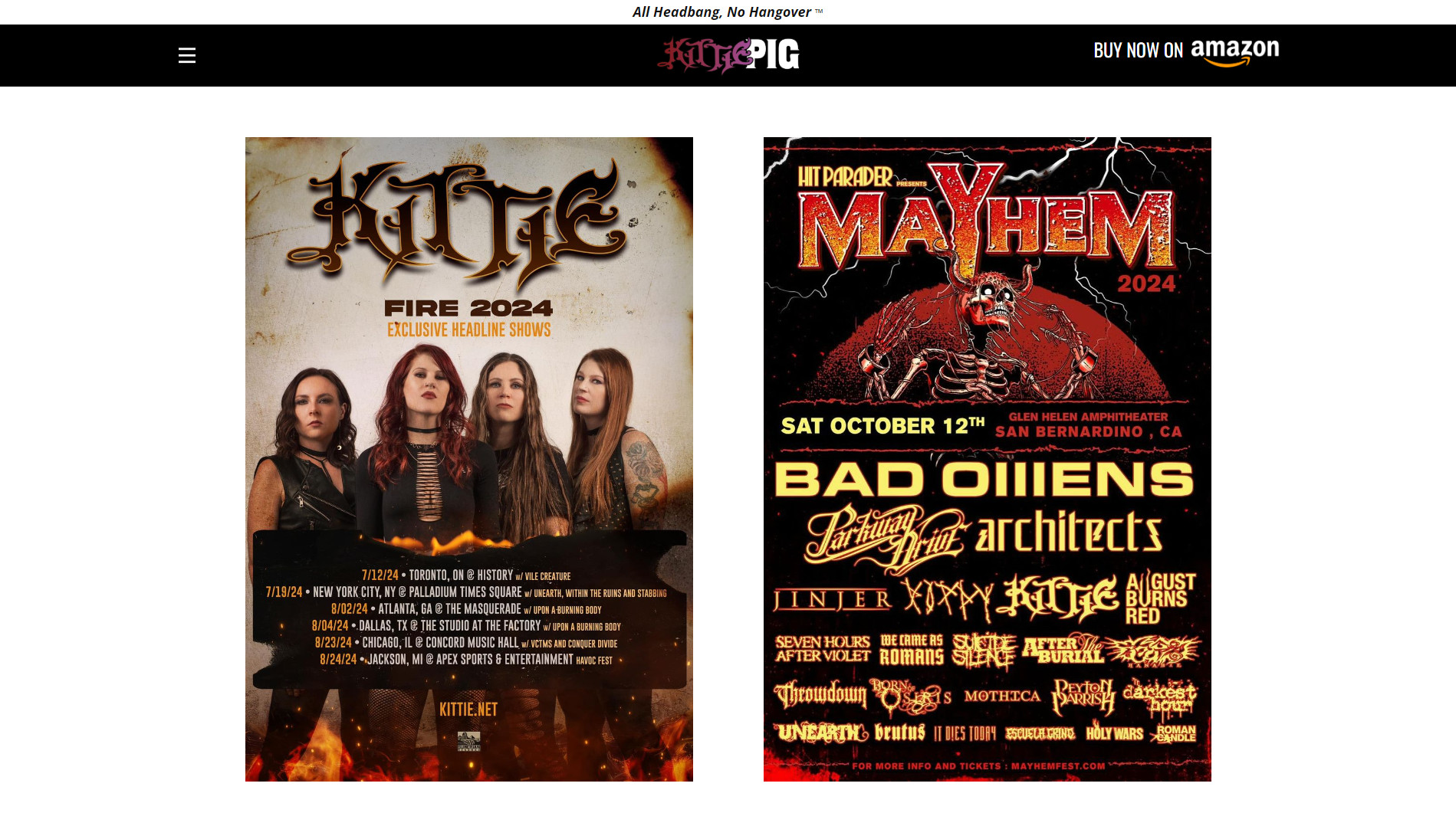 Kittiepig website - Events page